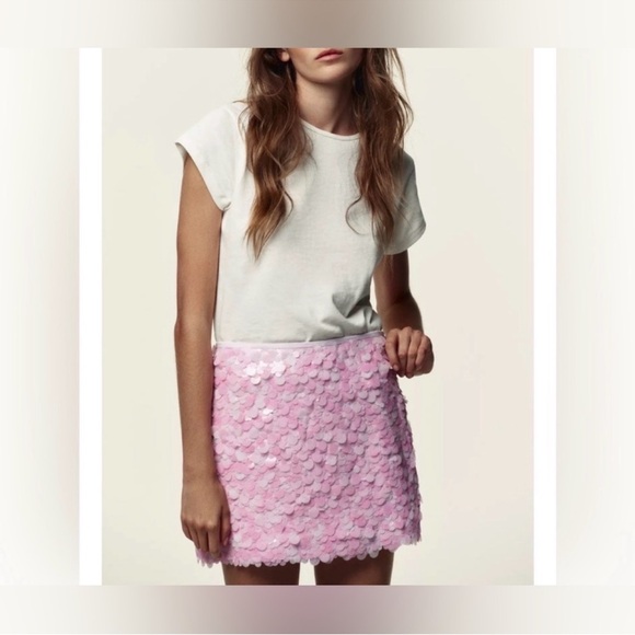 Zara Pink Sequin Mini Skirt - Picture 15 of 16